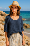 18415 TOP IN LINEN SPRING SUMMER CLOTHING: MOLE