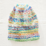 PRANIT Unisex Reversible Beanie Hat Repurposed Wool: Multi Cream