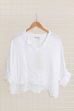 Linen top v-neck 23100 100% linen: Lillas