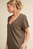 8286DK Zoie V-Neck Short Sleeve Top 5: Heather Charcoal / Contemporary / S