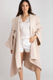 Comfy Oversized Waffle Knit Collared Jacket: Pink
