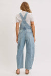 BARREL-LEG DENIM JUMPSUIT : WASHED DENIM / Contemporary / S