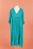 3382C PREMIUM LINEN LONG DRESS: ROUILLE