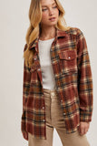 BUTTON DOWN PLAID SHACKET: GREY COMBO / M