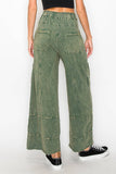 BEST Mineral Wash Wide leg Cropped pants HP5524 : Olive / S-M-L / 2-2-2