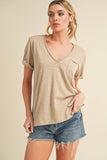 8286DK Zoie V-Neck Short Sleeve Top 5: Oat / Contemporary / M