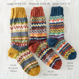 LUGA Unisex Waste Wool House Socks S/M/L: Multi Ocean Blue / UK6-8