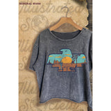 DESERT RIDER VINTAGE GRAPHIC MINERAL WASH CROP TOP: GREY / S
