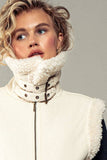 Sherpa Lined Cropped Biker Western Statement Vest: CAMEL / S-2/M-2/L-2