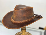 Gunner| Reddish Brown  Leather  Western Outback Cowboy Hat : XX Large