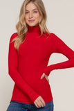 Long Sleeve Turtle Neck Rib Knit Top: BLACK / 2-2-2 (S-M-L)