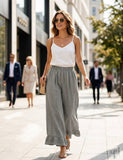 4029 WIDE LINEN PANTS WITH EYELET EMBROIDERY: Orange