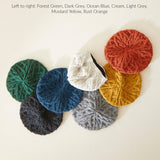 HEMANTA Cable Knit Wool Beret Hat: Forest Green