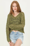 XHS52-ASIS OPEN KNIT V NECK PULLOVER SWEATER: IVORY / M