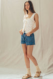 Ribbed Cotton Button-Front Picot Trim Tank: White / S-2/M-2/L-2
