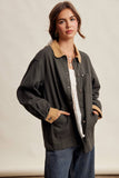 Contrast Collar Utility Barn Jacket LJ0271: Mauve / Contemporary / S