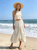 Skirt in 100% linen REF. 7199: Vert Canard / Unique