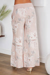 COTTONWAISTBAND FLORAL WIDE LEG PANTS(8730-FLORAL-BLS): LARGE