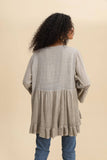 Ruffled cotton linen tunic 1003 10% linen 90% cotton: Beige