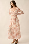 Floral Smocked Woven Maxi Dress: Cream / S