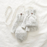 GUPTA Knit Wool Lined Mitten Fingerless Gloves: Forest Green