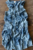 Patchwork Skies Hooded Vest Duster: Small/Medium