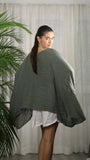 REF 11138 PONCHO-STYLE BLOUSE 100% LINEN: KHAKI