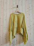 REF 11138 PONCHO-STYLE BLOUSE 100% LINEN: PISTACHIO