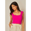 Solid Seamless Deep Scoop Back Tank Top: BLACK / SM
