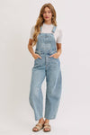 BARREL-LEG DENIM JUMPSUIT : WASHED DENIM / Contemporary / S