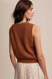 Bow-Tie Floral Knit Vest LSW1008: Pecan / S