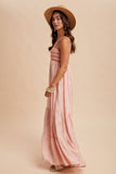 BORDER PRINT MAXI DRESS: DUSTED PEONY / S