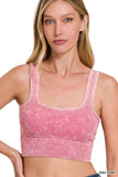 ", Square neck Washed Seamless Rib Bralette w/ Removab: DEEPCAMEL-159667 / S/M