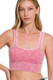 "...._ Square neck Washed Seamless Rib Bralette w/ Removab: RUST-160808 / S/M