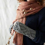 RAJA Cable Knit Wool Lined Wristwarmer Gloves: Forest Green