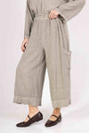 Mid-Length Linen Pants 20570: Khaki