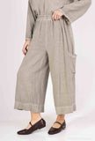 Mid-Length Linen Pants 20570: Black