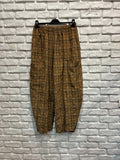 Checked balloon pants, elastic waist 30482 100% Cotton: Bordeaux