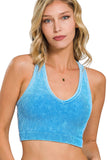 ..SI-23946 Washed Rib V-neck Racerback Seamless Crop Tank 0606: ASH OLIVE-149909 / L/XL