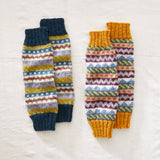 BHAWANA Fair Isle Legwarmers Handknit Waste Wool: Multi Ocean Blue