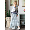 WASHED WIDE LEG RUFFLED HEM PANTS: BLACK / S-M-L-XL(2-2-2-2)