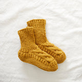 JANA Cable Knit Lined Wool Slipper Socks S/M/L: Dark Grey / UK6-8