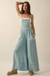 Denim Wide-Leg Overall Jumpsuit: LT CHAMBRAY / M