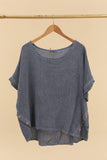 Blouse in 50% linen and 50% cotton REF. 4649: Duck Green