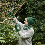 RAJA Cable Knit Wool Lined Wristwarmer Gloves: Forest Green