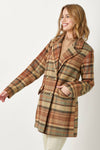 60383 Double Breast Plaid Jacket: Maple Mix / L