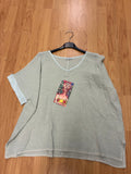 Linen cotton blend t-shirt 10% LINEN 90% COTTON 6763: Vert canard