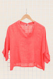 Linen top v-neck 23100 100% linen: Lillas