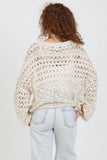 XHS52-ASIS OPEN KNIT V NECK PULLOVER SWEATER: IVORY / M