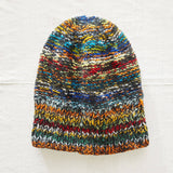 PRANIT Unisex Reversible Beanie Hat Repurposed Wool: Multi Cream